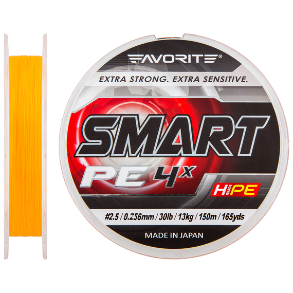 Шнур Favorite Smart PE 4x 150м (оранж.) #2.5/0.256мм 13кг, фото 